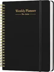 COZY CORE Undated Weekly Monthly Planner with Elastic Band,A5 To Do List Planner Spiral Notebook with Habit Tracker, Budget Organizer, Expense Tracker, Goal Setting, 5.7 X 8.0 Inches