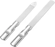 EXQUIMEUBLE Professional Manicure Nail Set 2 Stainless Steel Filer Tools Fingernail Toenail File Fine Rough Surface Compact Leather Case