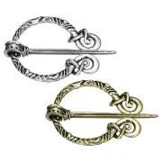 2pcs Vintage Brooch Cloak Pins, Penannular Brooch Cloak Clasps(Silver, Gold)