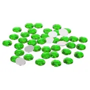 25mm Flat Back Round Acrylic Rhinestones, 100 Pack Plastic Circle Gems, Green