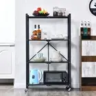Foret Bookshelf Foldable Shelf Metal Display Rack Kitchen Wheels Storage 4/5Tier