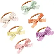 CRILSTYLEO 6pcs Bow Headbands Soft Nylon Elastic Hair Accessories for Versatile Fashionable Lace Headdress for All Occasions Lightweight Comfortable Fit Adorable Styling Options