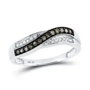 14k White Gold Round Brown Diamond Band Ring 1/4 Cttw