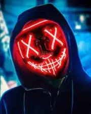 V for Vendetta Guy Fawkes LED Light Up 3 Mode Costume Cosplay Mask RED