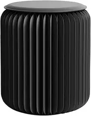 Stool Foldable Paper Modern Design Accordion Portable Round Foot Stool Folded Like A Book Space Saving Honeycomb Structure for Living Room, Bedroom, Study, Bookstore, Dressing Room (Black,H37CM)