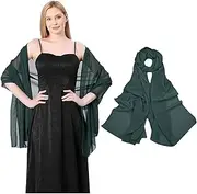 [MOAZIFI] Stole Women's Festive 200 x 70 cm, Green Chiffon Stole, Scarves & Scarves for Women, Scarves for Women, Festive Stole, Women's Shoulder Scarf, Pashmina Shoulder Scarf Women's Festive, Green, 1