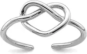 [JewelryWeb] 925 Sterling Silver Rhodium Plated Polished Love Heart Knot toe ring-toe ring for Women