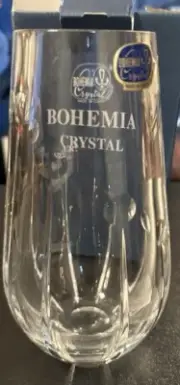Bohemia Czech Hand Cut Clear 24% Lead Crystal Bohemian Vase 8" Tall