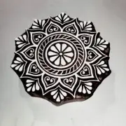 Wooden Round Flower Design Fabric Curved Block Printing Stamp