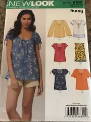 NEW LOOK #6891 - LADIES EASY ( 6 STYLE ) PEASANT TOP PATTERN 10-22 FF