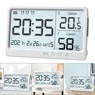 Compact Size Temperature Humidity Meter Large LCD Screen Digital Clock