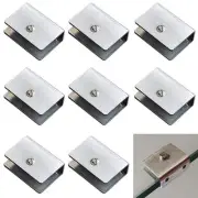 8 Pcs Glass Shelf Brackets Floating Brushed Clamp Wall Mounted Fits 1/4 Inch