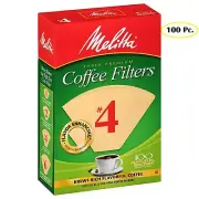 100 Count Melitta #4 Cone Coffee Filters - Natural Brown