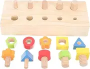 Kisangel 1 Set Screw for Hardware Sensory Learning Screw-Twisting Early Education Bolt and Nut Screw Install Nut Assembly Wood
