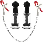 Adjustable Nipple Clamps Breast Clip and Body Ring Body Clamps Nipple Suckers Non-Piercing Chain Stainless Steel for Women Faux Body Jewelry (red)