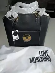 Moschino LOVE Real leather tote bag Borsa Vitello Black…New With Tags..Authentic