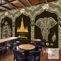 在飛比找蝦皮商城精選優惠-泰式東南亞風格裝修壁紙泰國風情大象壁畵養生館背景裝飾餐廳墻紙