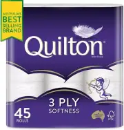 Quilton 3 Ply Toilet Tissue-(180 Sheets per Roll 11x10cm) Pack of 45(9Pack x5=45