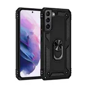 Samsung Galaxy S22 Compatible Case Cover With Shockproof Rotating Metal Ring Holder Armor Case - Black