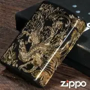 Zippo Phoenix Black Gold 2 Sides Consecutive Etching Beautiful Lighter Japan New