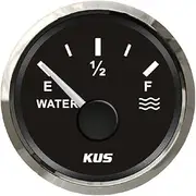 Marine Water Level Gauge, Wholesale Kus Water Level Gauge Meter Indicator, 52mm/2in Water Level Gauges 9-32V DC Smart Alarm for Marine Boat RV 0-190ohm (Black)