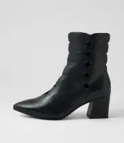 New Django & Juliette Mamuns Black Leather Ankle Boots Womens Shoes Casual