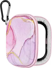 Geekria NOVA Shield Earbuds Case Compatible with Apple AirPods Pro2/Pro/4/3/2/1 True Wireless Earbud, Replacement Hard Shell Travel Carrying Bag with Carabiner Clip Portable (Pink)