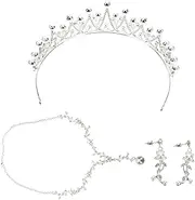 OATIPHO 1 Set Bridal Necklace Set Bride Headpiece Wedding Accessories for Brides Prom Necklace Bride Necklaces Prom Headpiece Wedding Earrings Bridal Earrings for Wedding Tiara Alloy