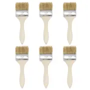 2.5 Inch Paint Brush Natural Bristle Flat Edge Wood Handle for Painting 6Pcs