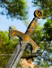 Handmade Knights Templar Sword, Damascus Steel, Holy Crusader Sword