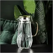 Glass Jug Water Carafe Borosilicate Glass Cold Teapot Pitcher with Handle and Lid for Tea, Juice, Milk