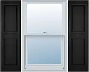 Ekena Millwork Lifetime Vinyl LP2S14X04300BL Standard Two Equal Panel Vinyls, Raised Panel Vinyl Shutters, w/Installation Shutter-Lok's & Matching Screws (Per Pair), 14 3/4" W x 43" H, Black