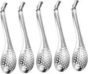 Ciieeo 5pcs Ultra-fine Mesh Strainer Set Stainless Steel Colander Dangling Spoon Food Strainer Spoons for Kitchen