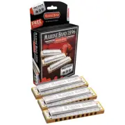 Hohner Marine Band Harmonica Pro Pack 3-Pack Harmonicas in Key of G, A, C, New!