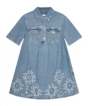 Ganni Broderie Anglaise Denim Mini Dress EU38,EU36,EU34 light blue