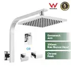 8 inch Rain Shower Head and Gooseneck Shower Arm Square Wall Mount Shower Taps