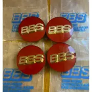 BBS Wheel Center Caps 70mm Genuine Emblem Red Gold 3D Logo P5624126 Set 4pcs NEW