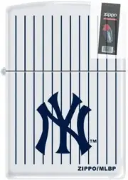 Zippo 01998 New York Yankees Logo White Matte Lighter + FLINT PACK