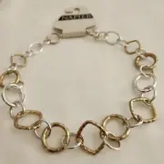 Napier Hammered Gold & Silver Tone Open Circles & Squares 16" Chain Necklace NEW