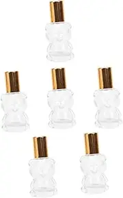 Healeved 6Pcs Bear Shaped Refillable Roller Bottles for Essential Oils and Perfumes Transparent Glass Containers Leak Design Travel for Aromatherapy and Fragrance