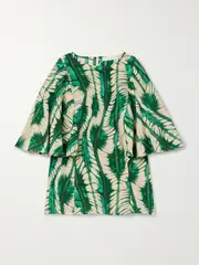 [Ulla Johnson] Ulla Johnson - Ada Printed Silk Top - Emerald - US16 US16 Green