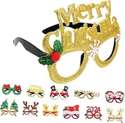 [ANDRESLAD] 12 Pcs Christmas Snowman Glasses Frame Christmas Party Glasses Frame Christmas Bow Glasses Frame Xmas Bow Eyeglasses Frame Xmas Party Glasses Frame Xmas Santa Glasses Frame