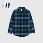 GAP 男幼童裝 法蘭絨格紋翻領襯衫-藍綠格紋(445283)