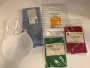 Lot of 5 Pieces Cross Stitch Items and Fabric Fingertip Towel Bib Fabric Mulit