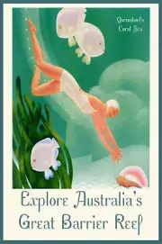 AUSTRALIA Great Barrier Reef Coral Sea fish 20" X 30" Vintage Poster FREE S/H