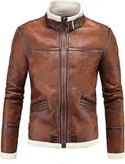 JueshanzjMen's winter jacket winter thickened stand collar men's leather jacket