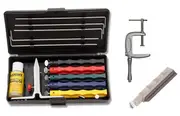 Lansky Deluxe Knife Sharpening System + C-Clamp Mount + Medium Serrated Hone Bundle