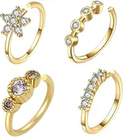 [BESPORTBLE] 4pcs Zircon Nose Ring Set Nose Rings Hoops Nose Rings for Women Hoop Nose Ring Dangle Nose Piercing Nose Studs Silver Black Nose Copper (18k Real Gold Plating) Zircon