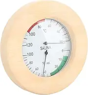 Sauna Hygrothermograph Real Time Temperature Humidity Monitor White Pine Wood Wall Mount for Sauna Room