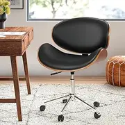 ALFORDSON Wooden Office Chair, Leather Computer Executive Home Desk Seater, Height Adjustable Swivel Task Chairs for Kids Adult, Mid Back Design(Black Colour)